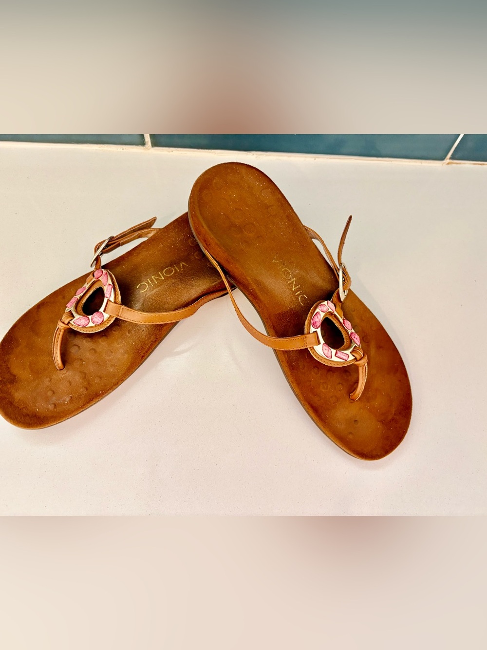 Vionic Sandals with Pink Accents